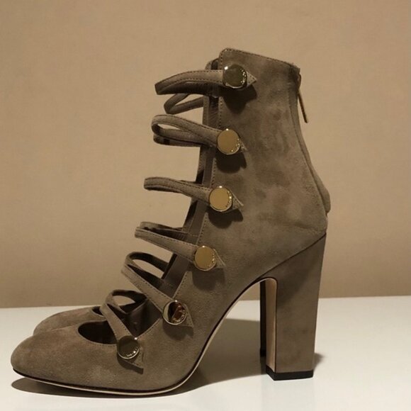 Jimmy Choo Venice 100 Suede Bootie in Light Mocha - Picture 3 of 14